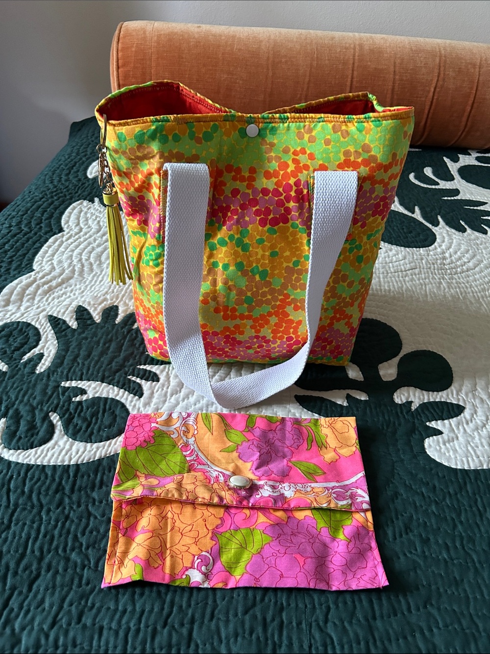 Retro Grannycore  Handmade Tote And pouch Set